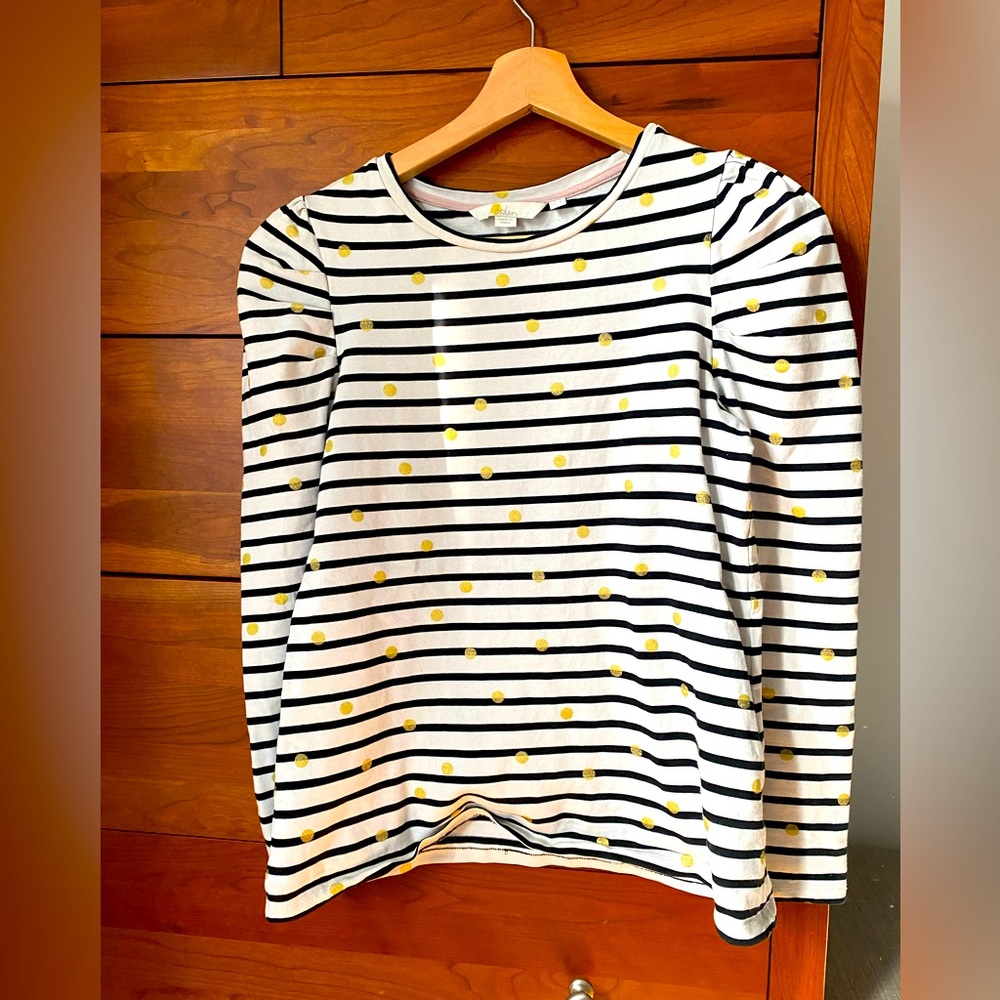 Boden long sleeve T-shirt. Good condition. Breton with puffy shoulders. Size UK8